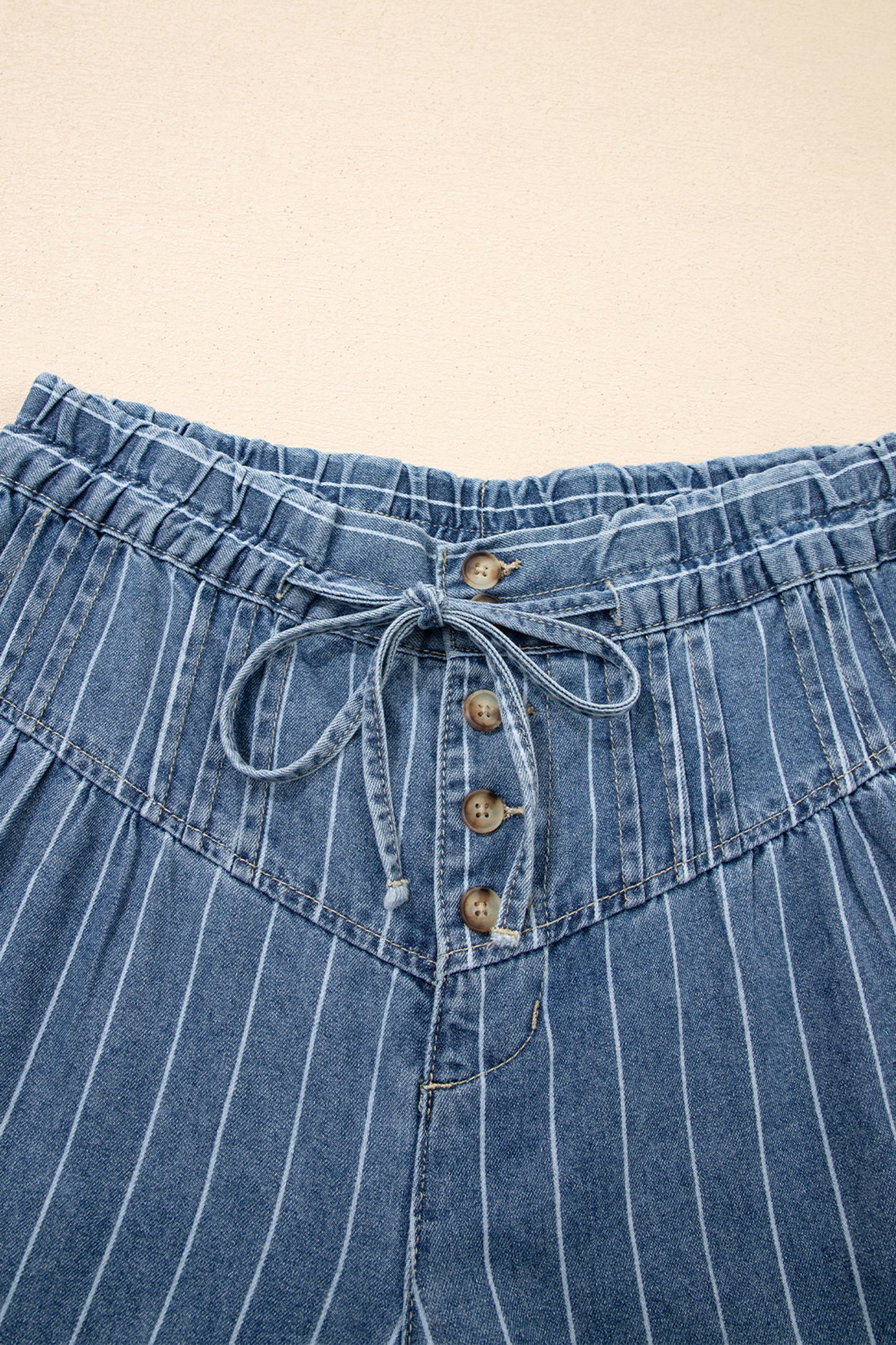 Rahma Flow Stripe Pleated Drawstring Jeans