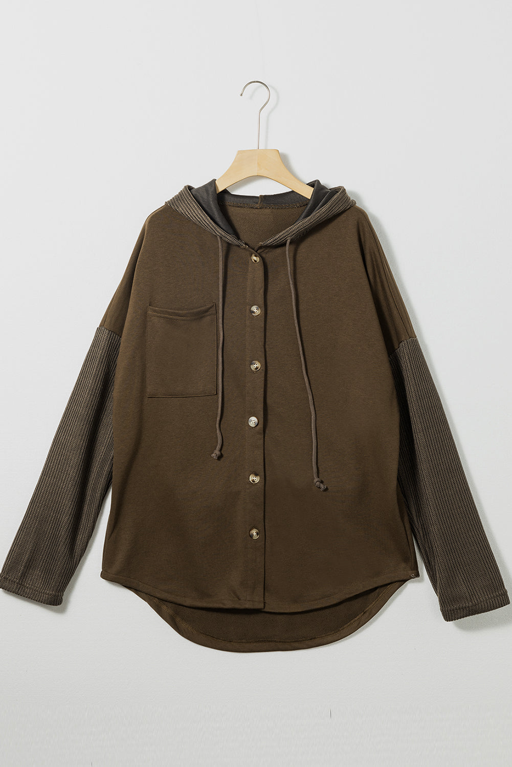 Afiya Knitted Sleeves Hooded Jacket