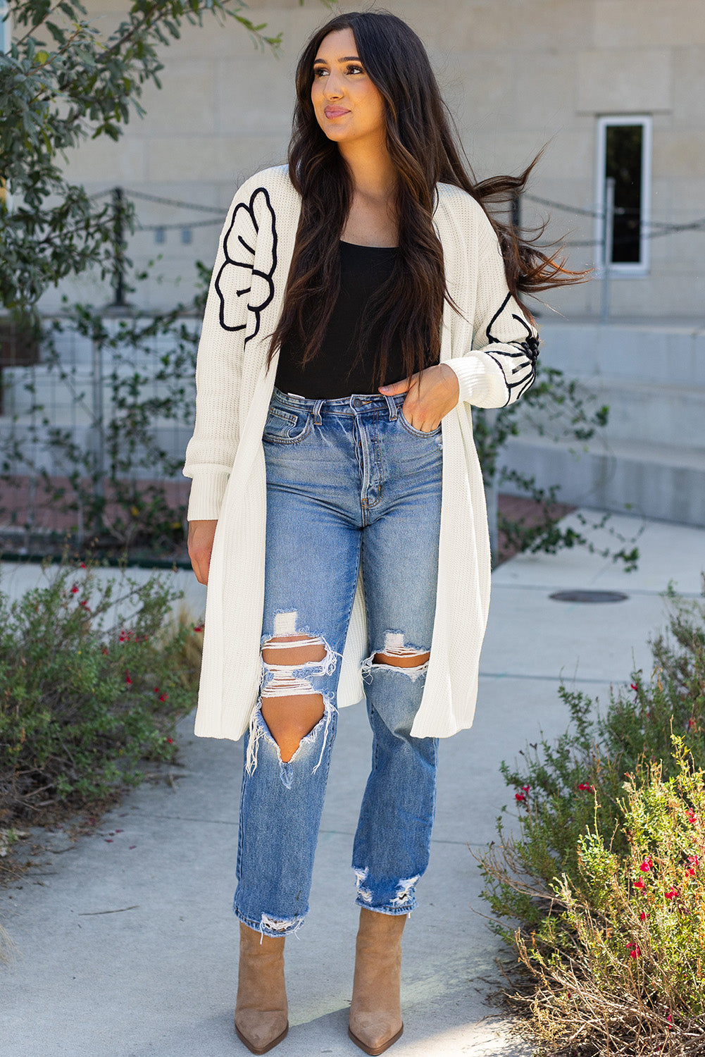 Sabira Flower Embroidered Cardigan