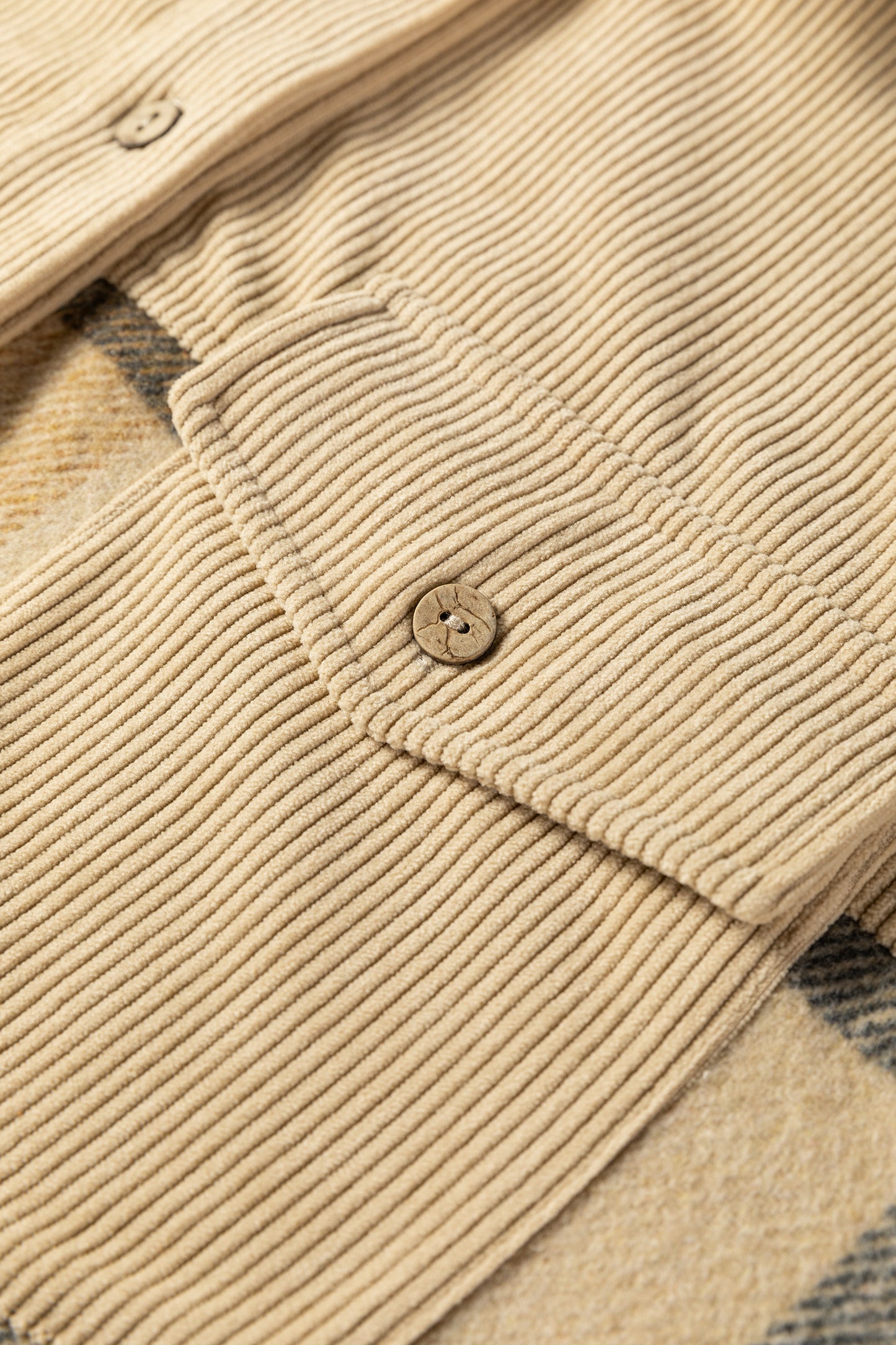 Fatima Retro Plaid Corduroy Patchwork Shacket