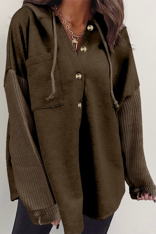 Afiya Knitted Sleeves Hooded Jacket