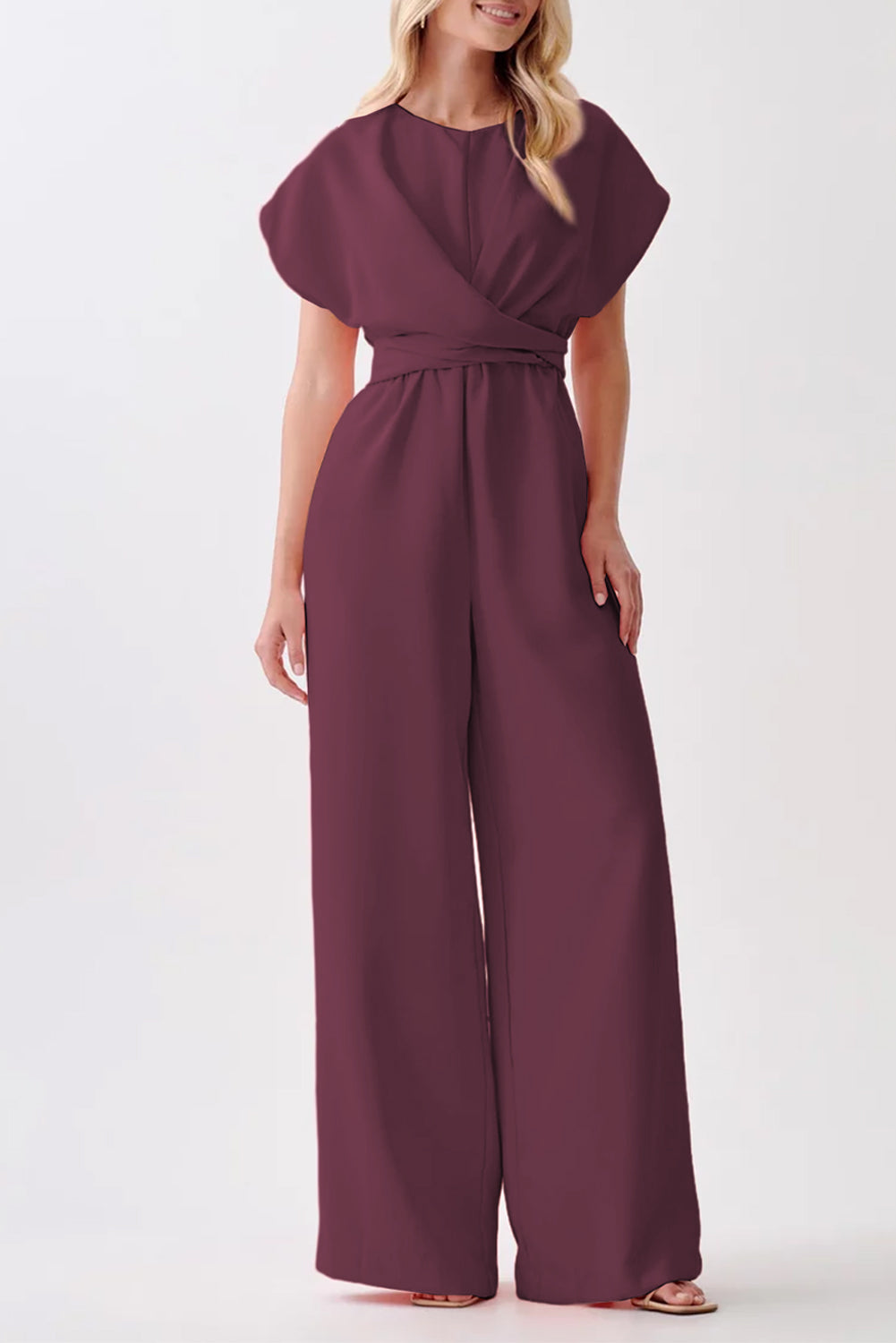 Suraya Cap Sleeve Knot Waist Jumpsuit