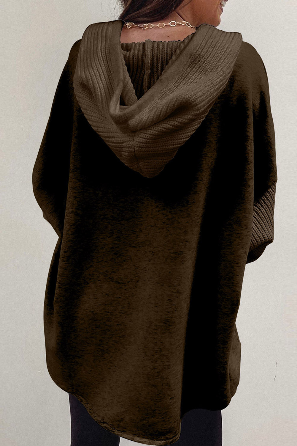 Afiya Knitted Sleeves Hooded Jacket