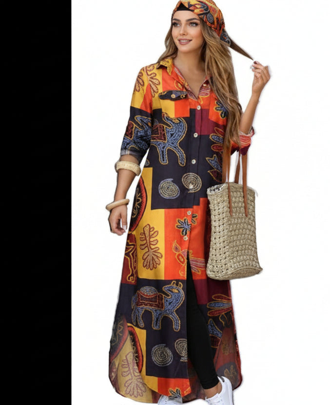 Aaliyah V-Neck Button Maxi Dress
