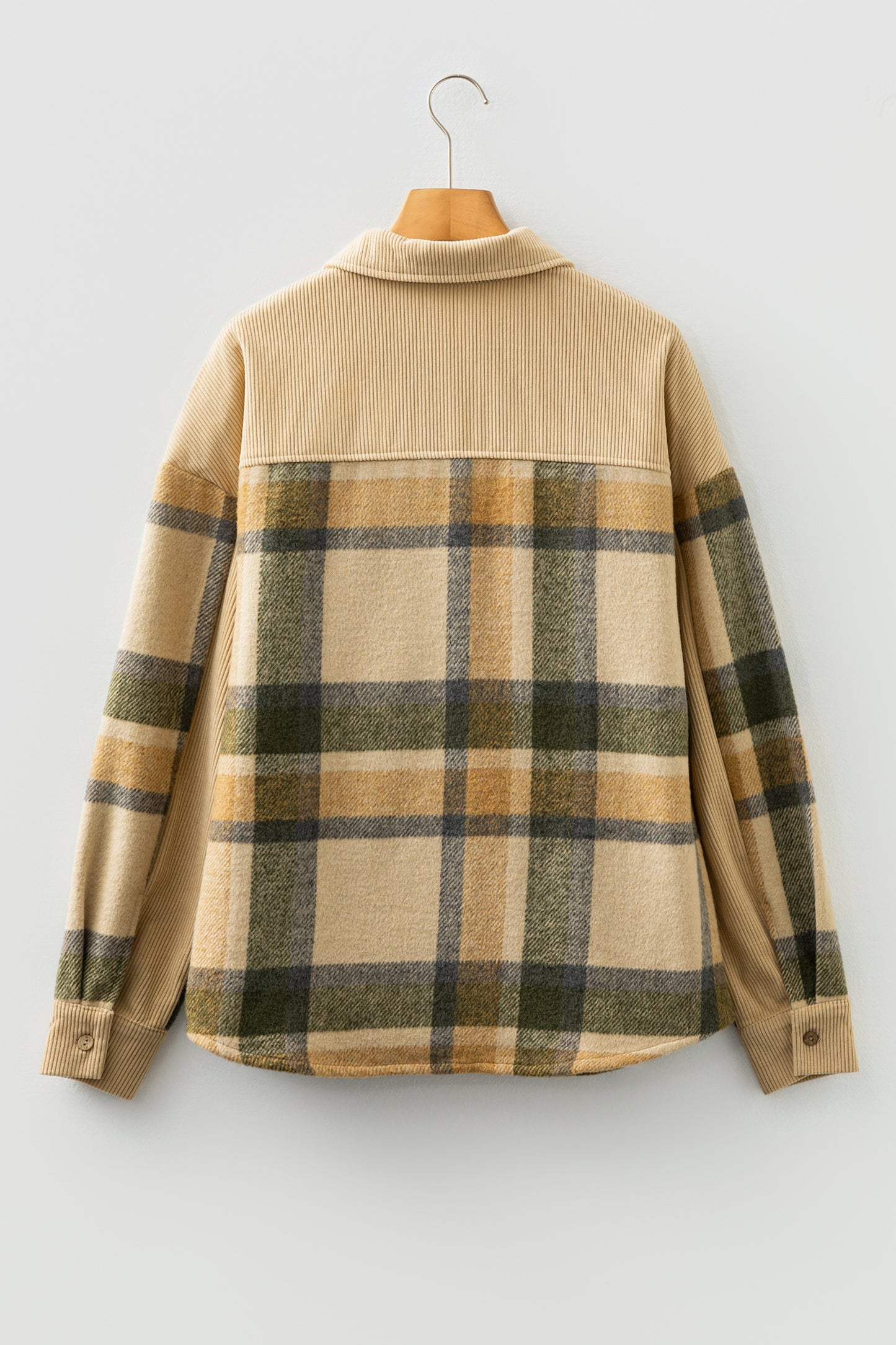 Fatima Retro Plaid Corduroy Patchwork Shacket