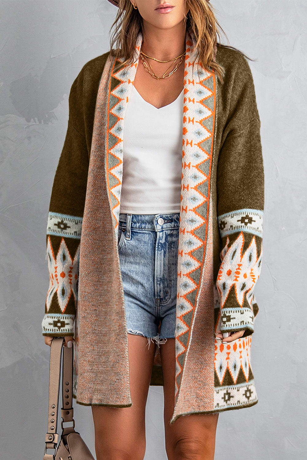 Karima Aztec Print Knitted Cardigan