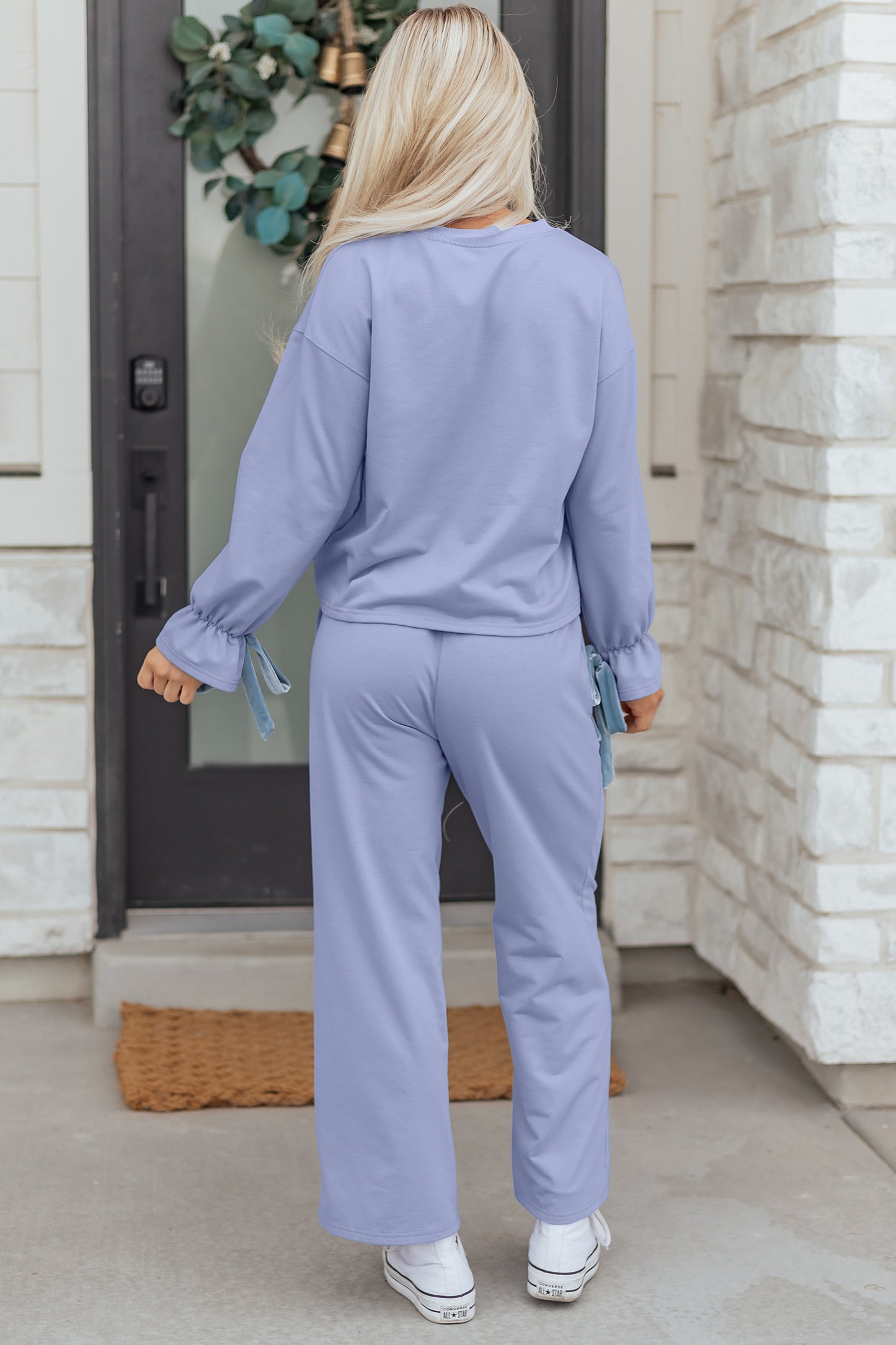 Beau Drawstring Velvet Bow Lounge Set