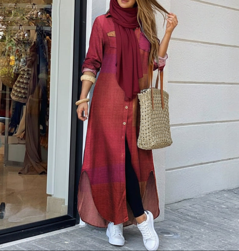 Aaliyah V-Neck Button Maxi Dress