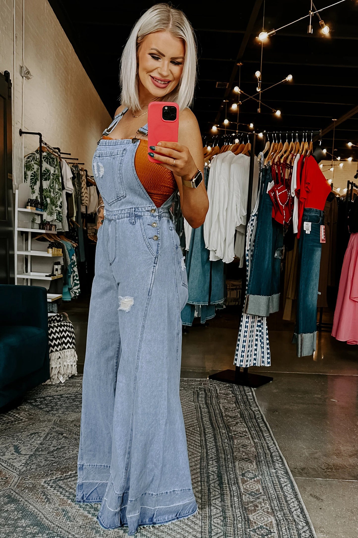 Zaynah Mist Blue Denim Overall Jumpsuit