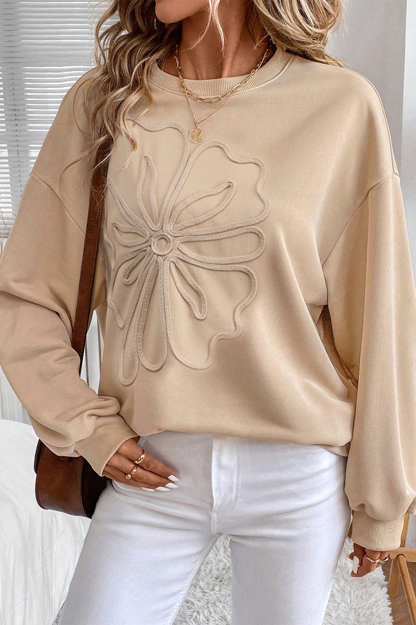 Zakira Embroidered Flower Sweatshirt