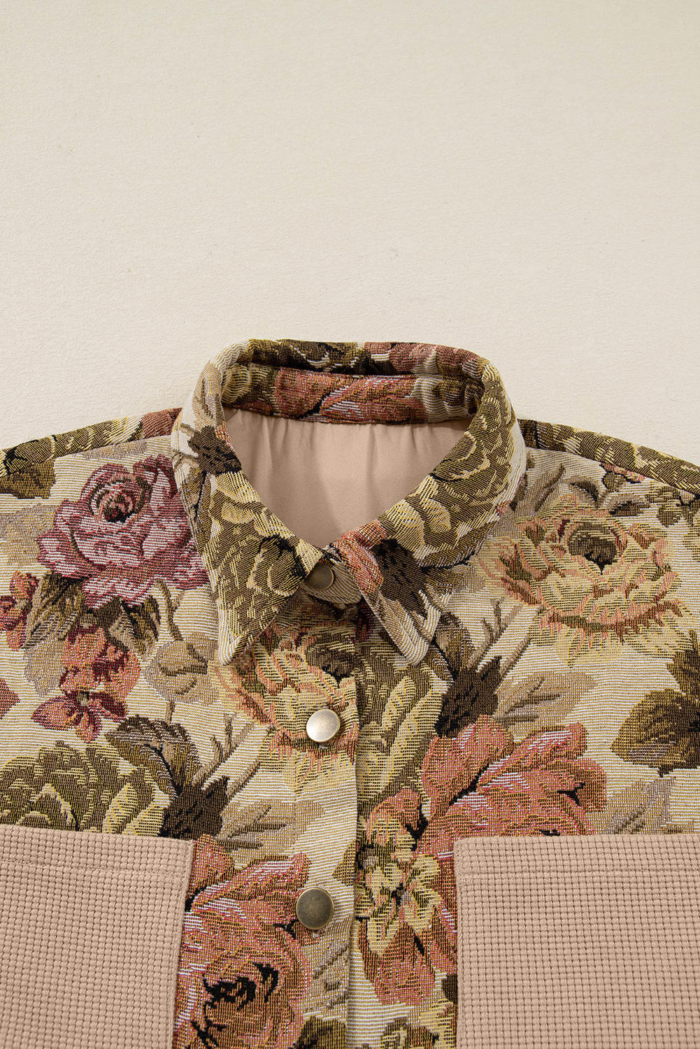 Firoza Waffle Knit Patchwork Buttoned Jacket