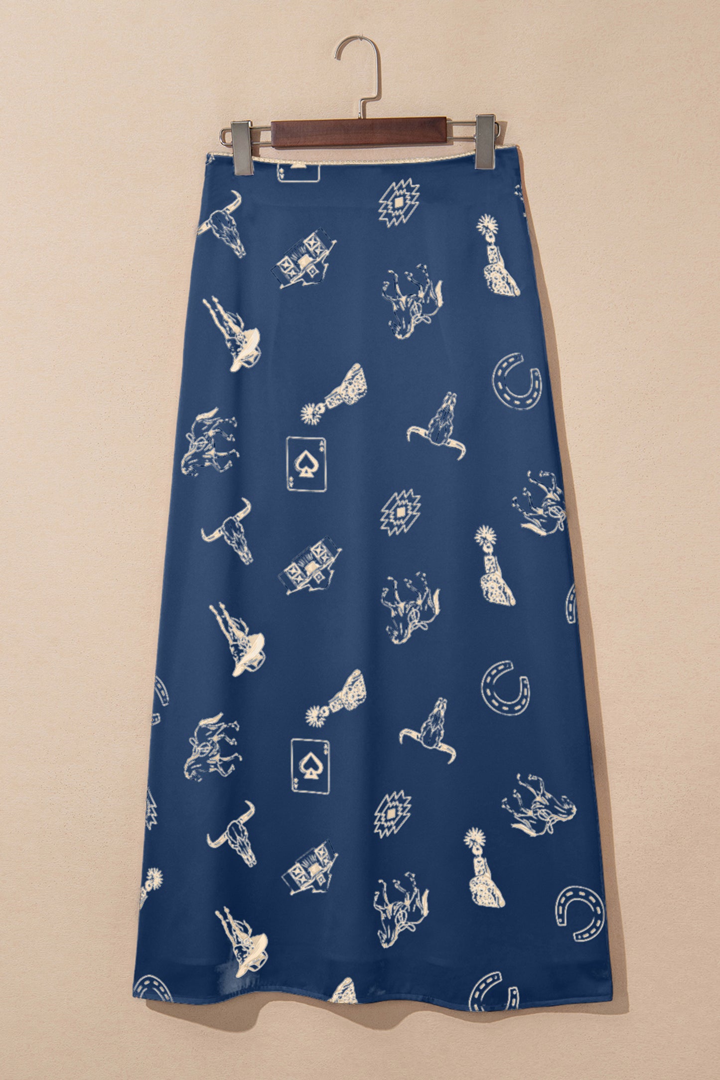Nazma Print Satin Long Skirt