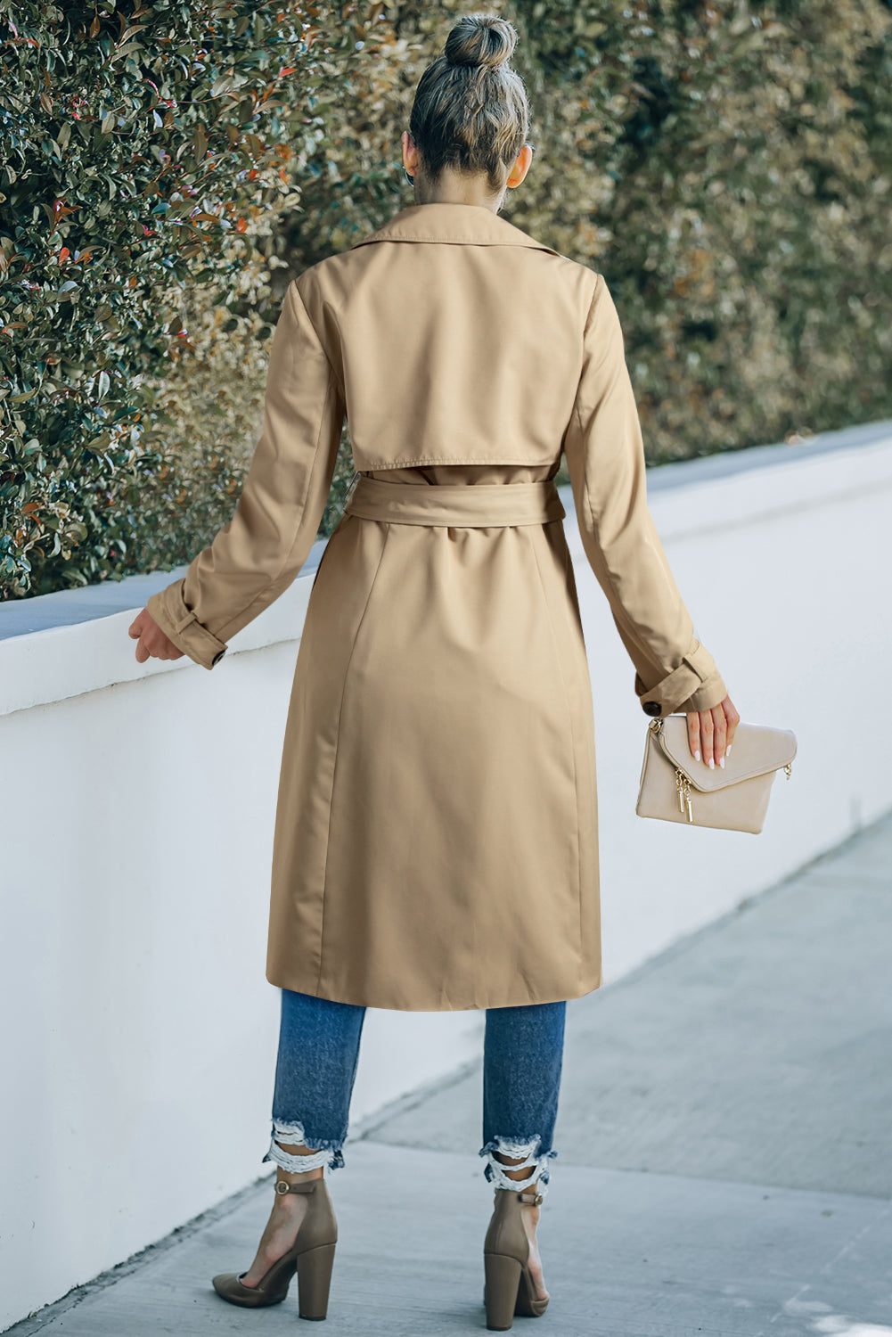 Fathima Lapel Collar Waist Wind Coat