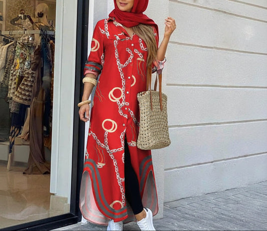 Aaliyah V-Neck Button Maxi Dress