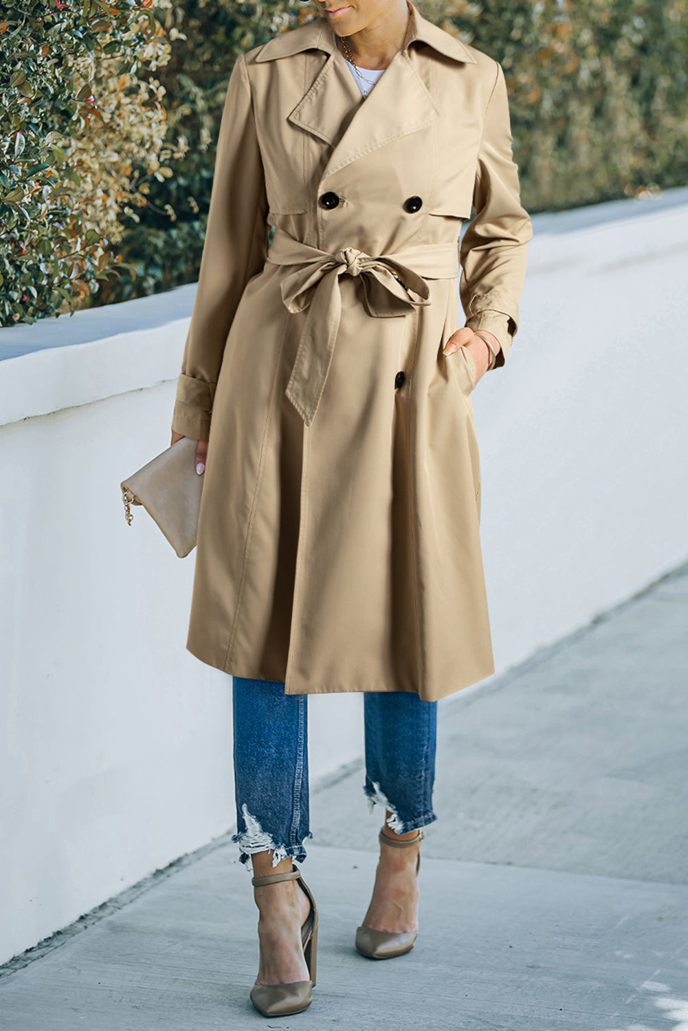 Fathima Lapel Collar Waist Wind Coat