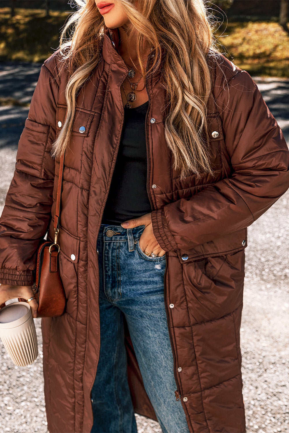Samira Puffer Stand Mid-length Coat