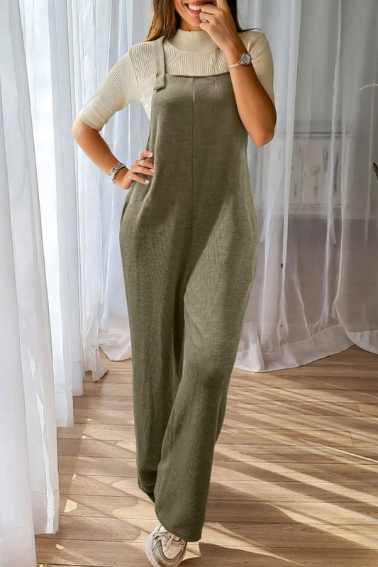 Maymoena Green Knit Overall Jumpsuit