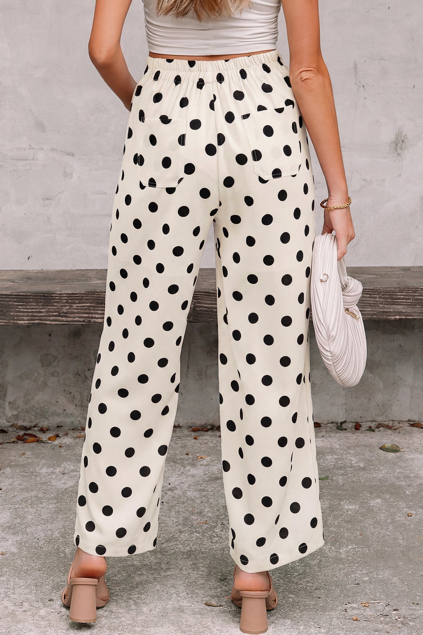 Iman Patch Pocket Polka Dot Straight Pants