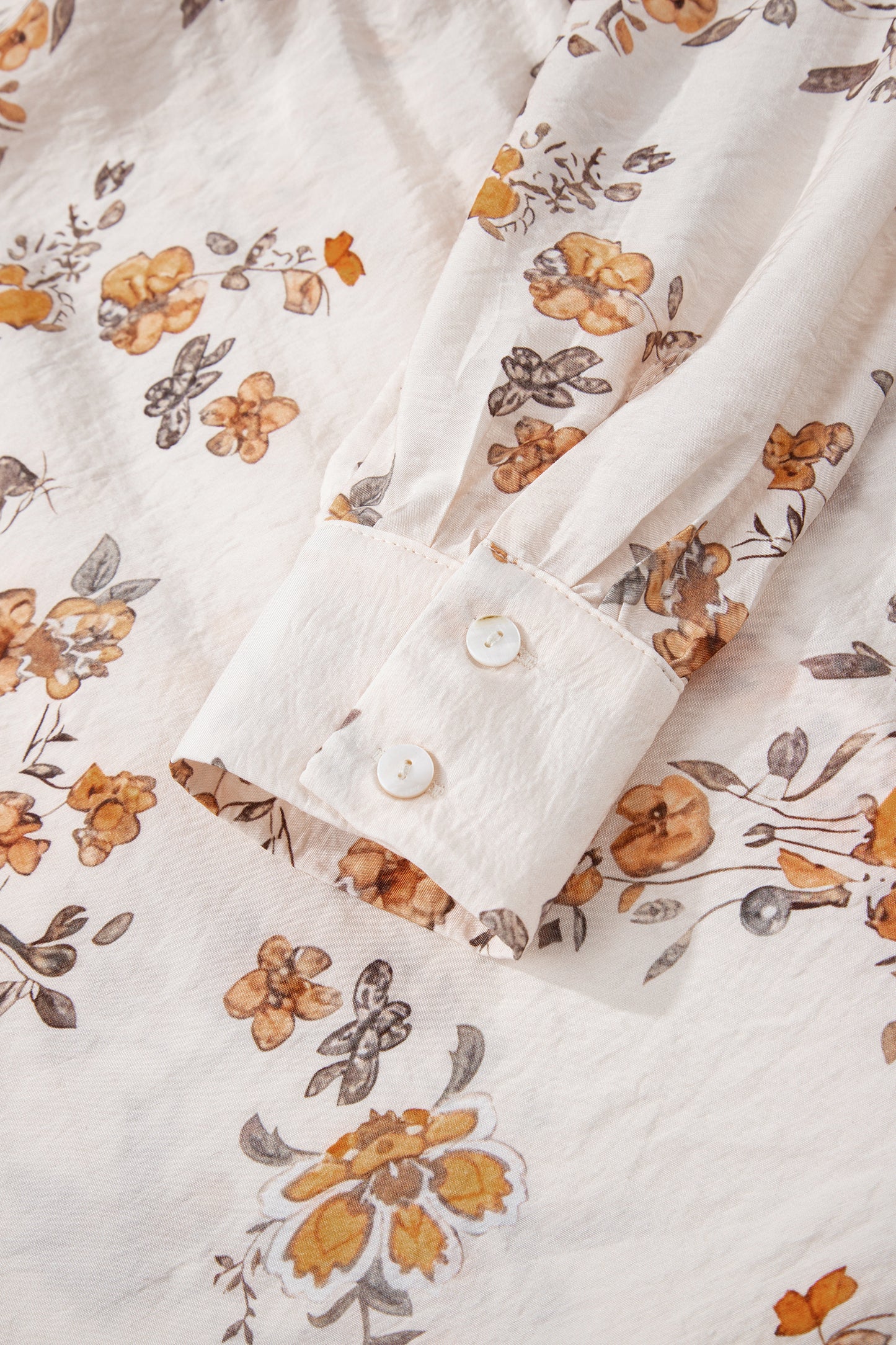 Shameema Floral Printed Silky Button Up Long Sleeve Shirt