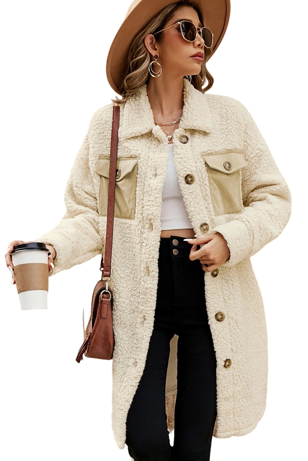 Zainab Flap Pocket Single Breasted Teddy Coat