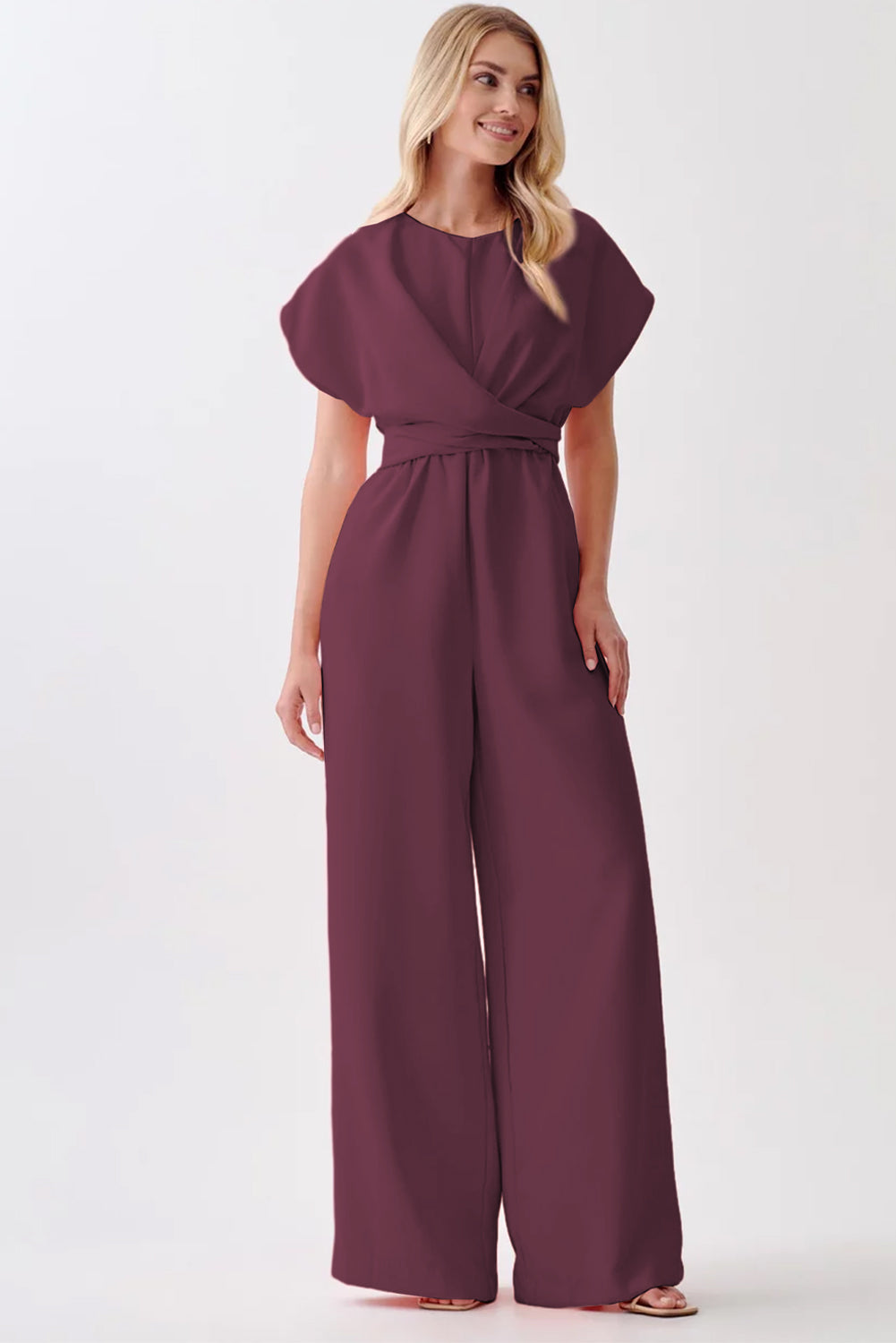 Suraya Cap Sleeve Knot Waist Jumpsuit