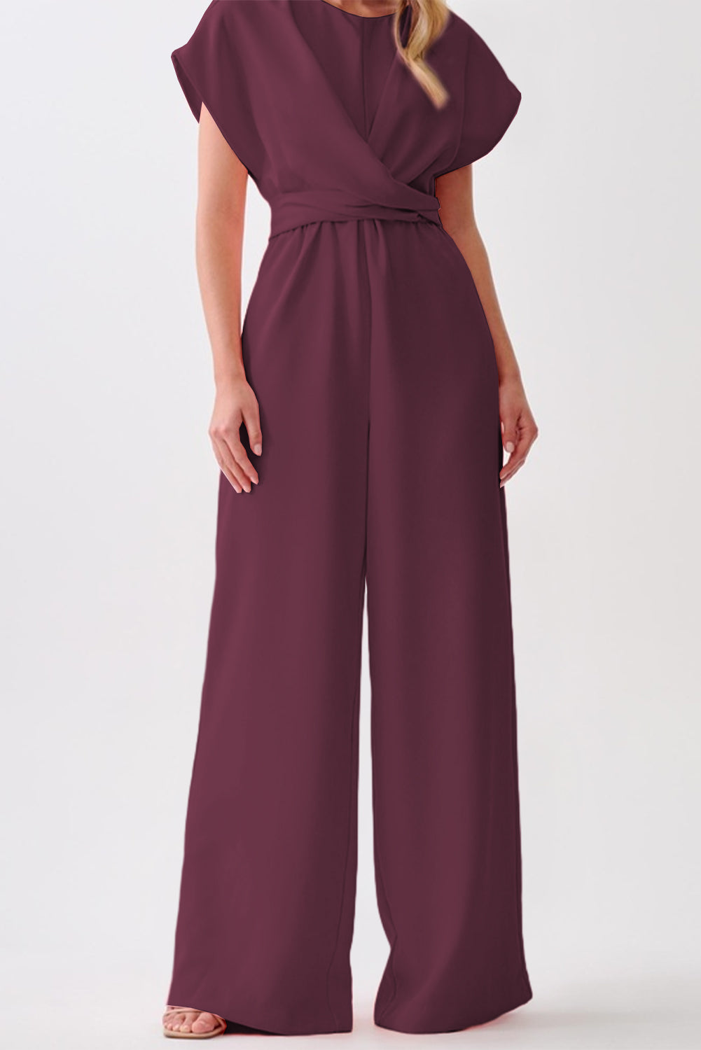 Suraya Cap Sleeve Knot Waist Jumpsuit