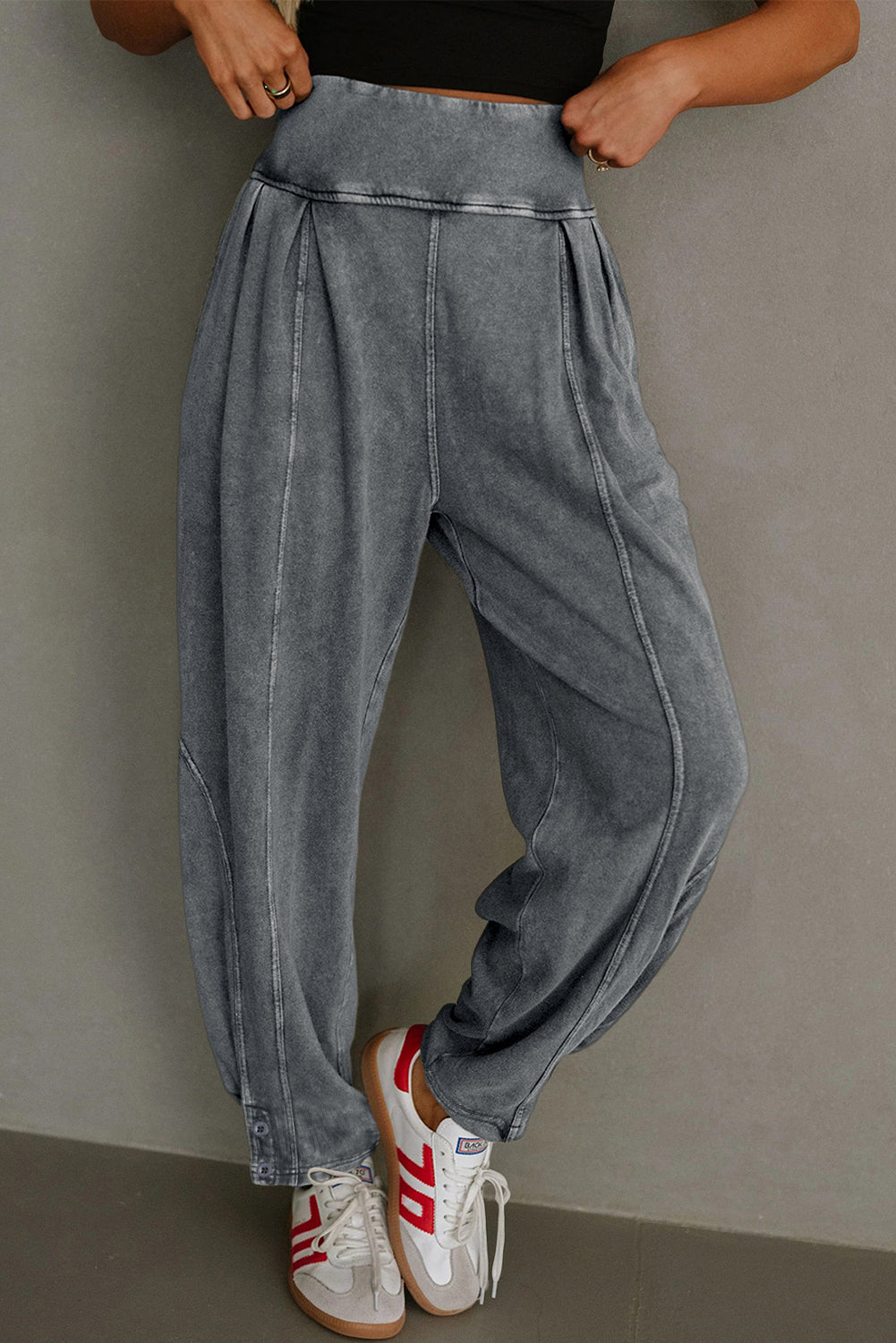 Elmwood Mineral Wash Jogger Style High Waist Casual Pants