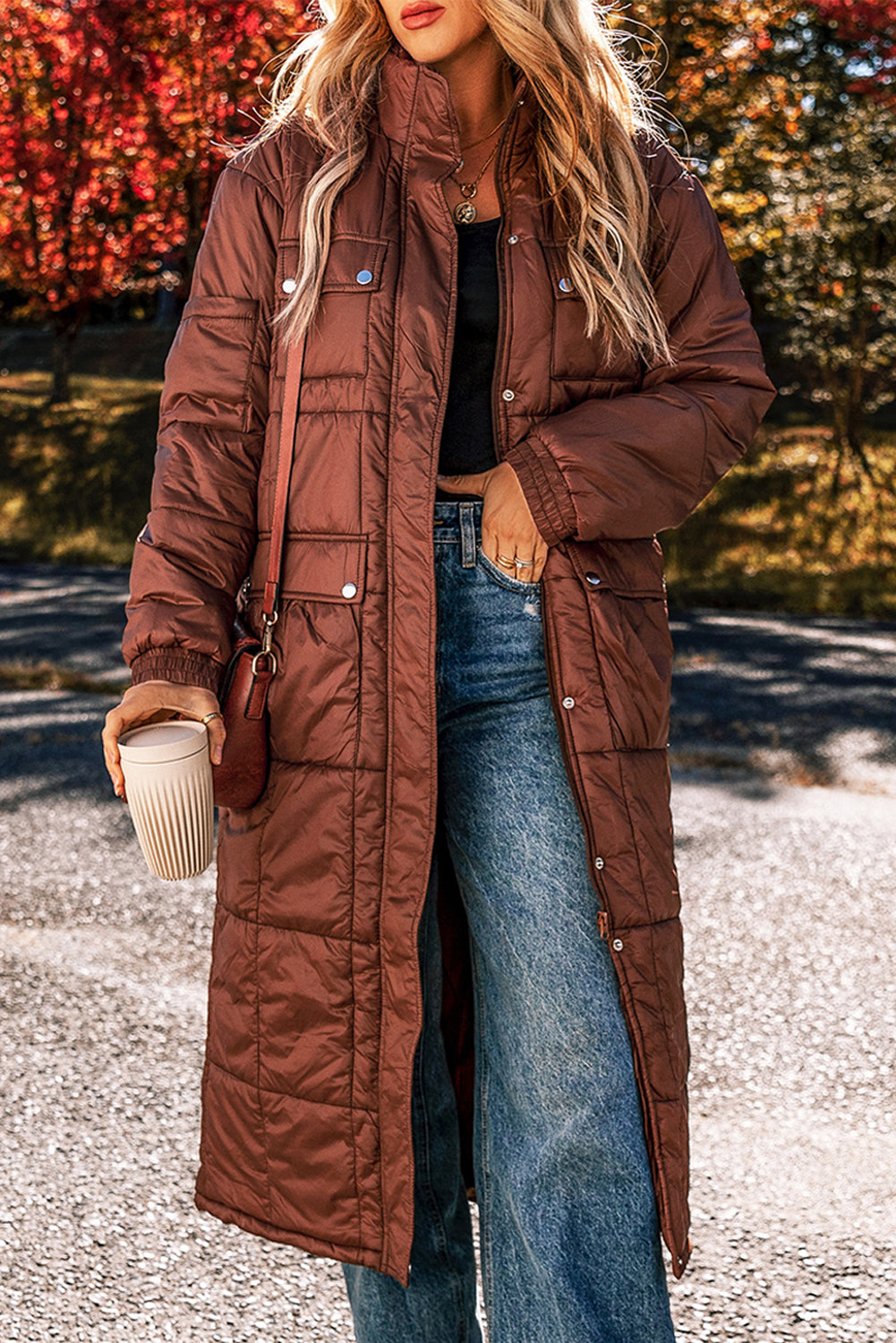 Samira Puffer Stand Mid-length Coat