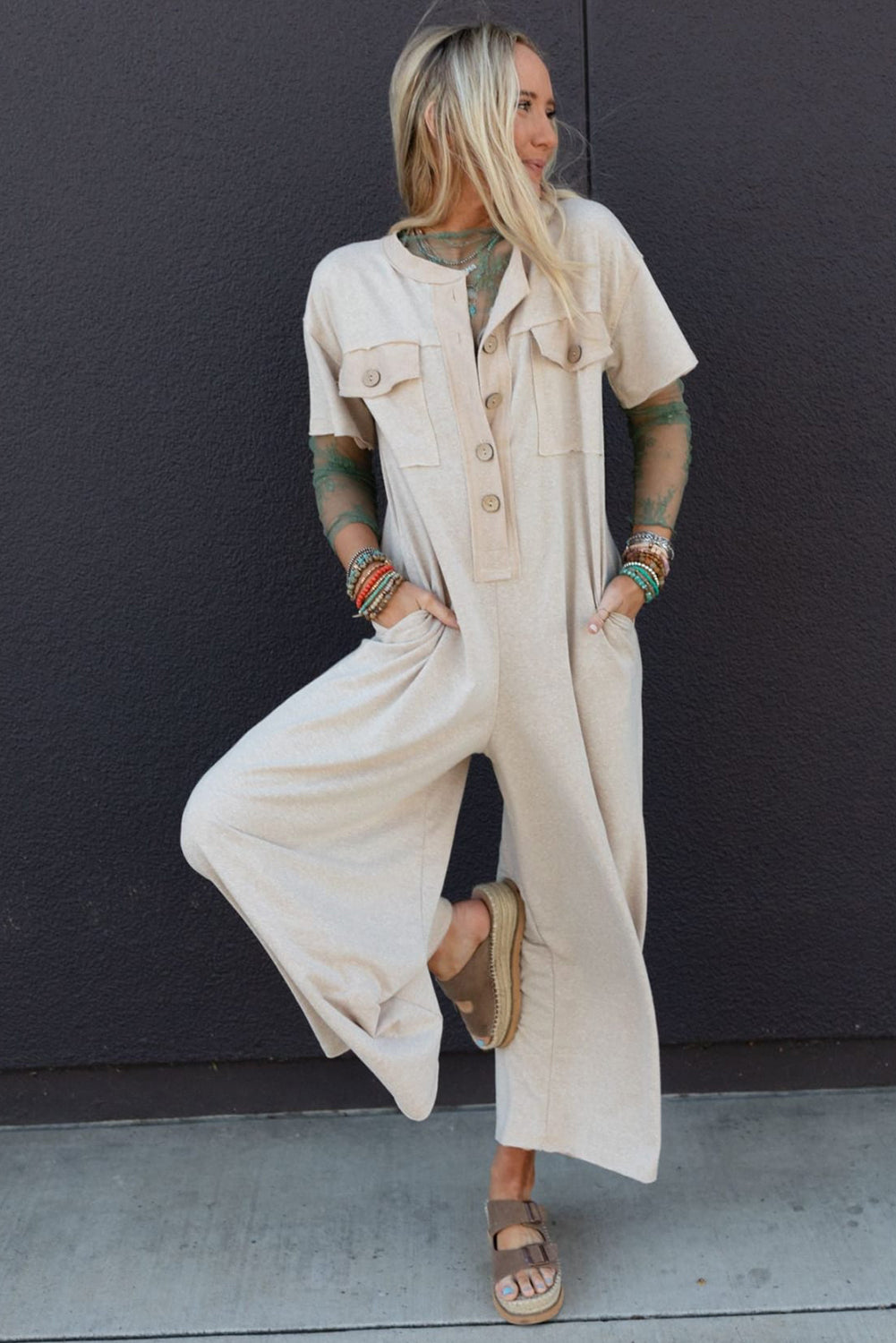Mymoena Short Sleeve Wide Leg Jumpsuit