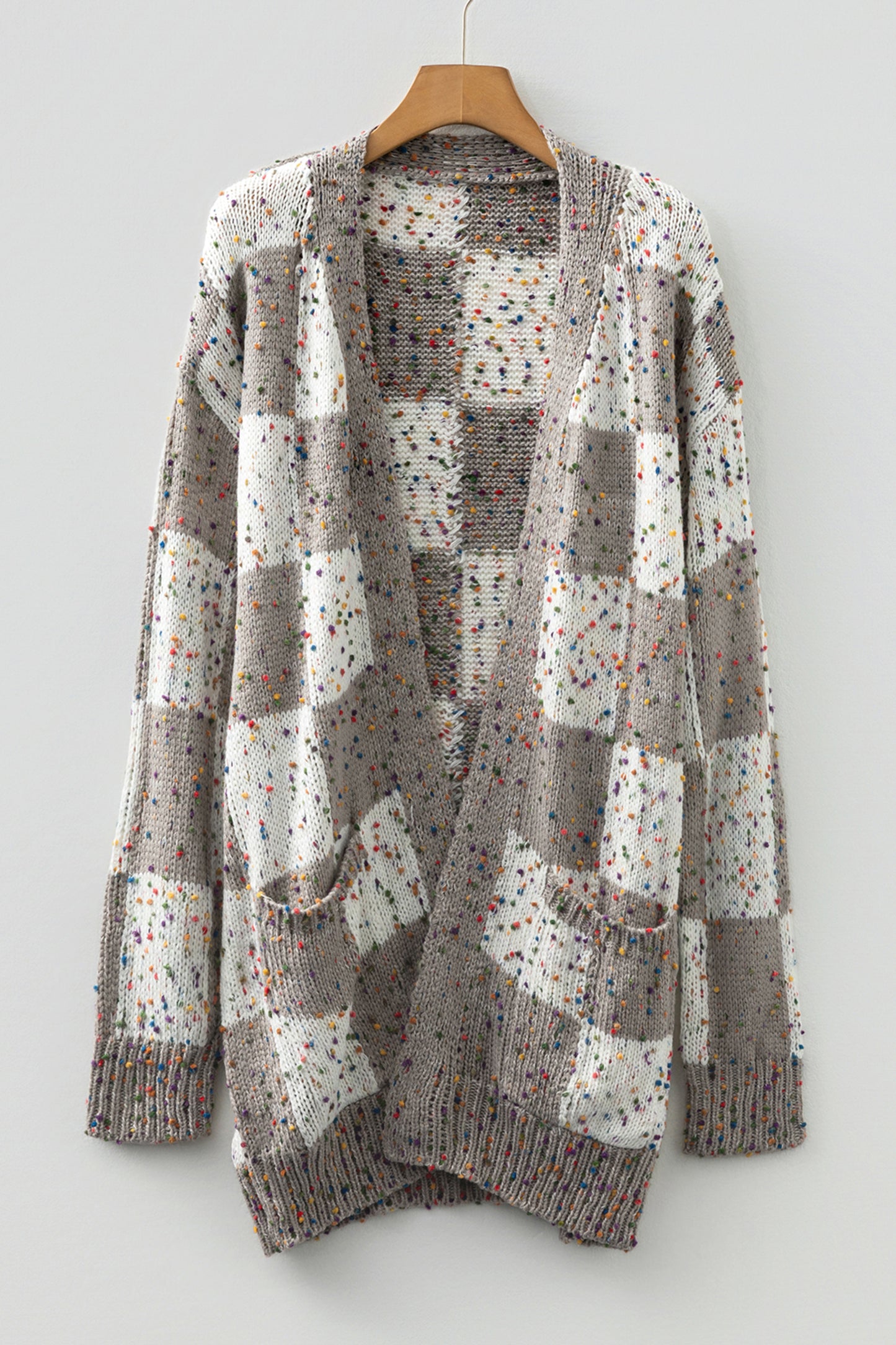 Aisha Confetti Checkered Cardigan with Pockets