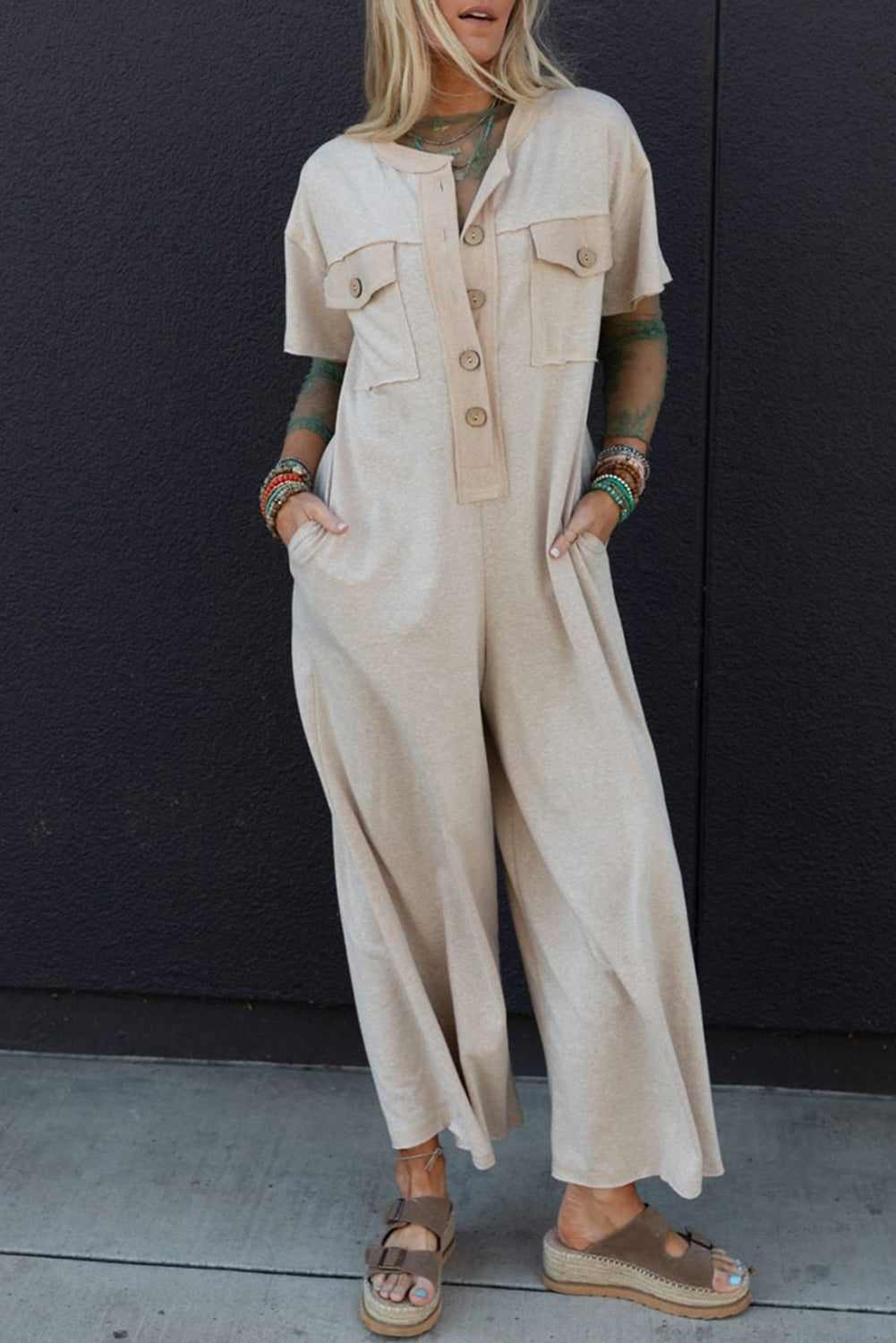 Mymoena Short Sleeve Wide Leg Jumpsuit