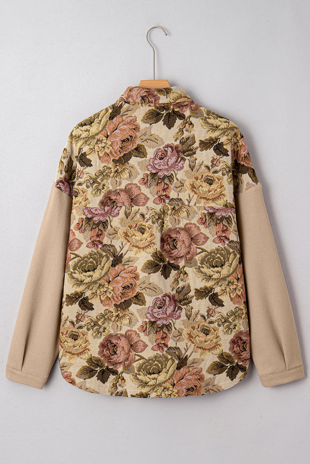 Firoza Waffle Knit Patchwork Buttoned Jacket