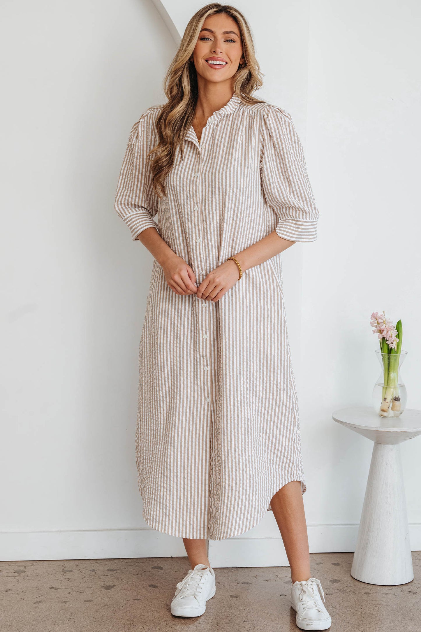 Kheyha Frilled Collar Shirt Maxi Dress