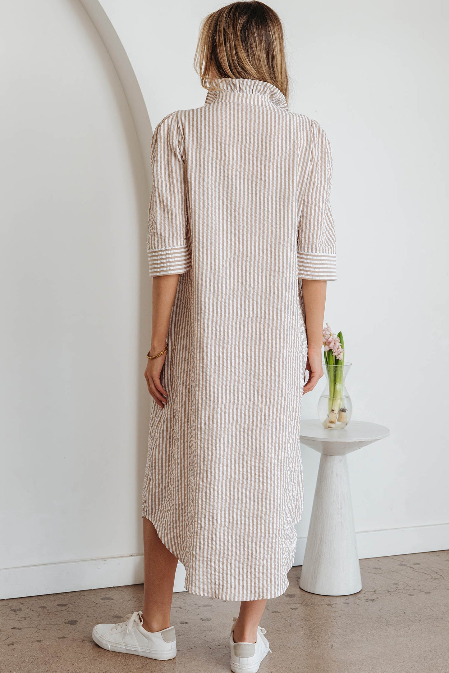 Kheyha Frilled Collar Shirt Maxi Dress