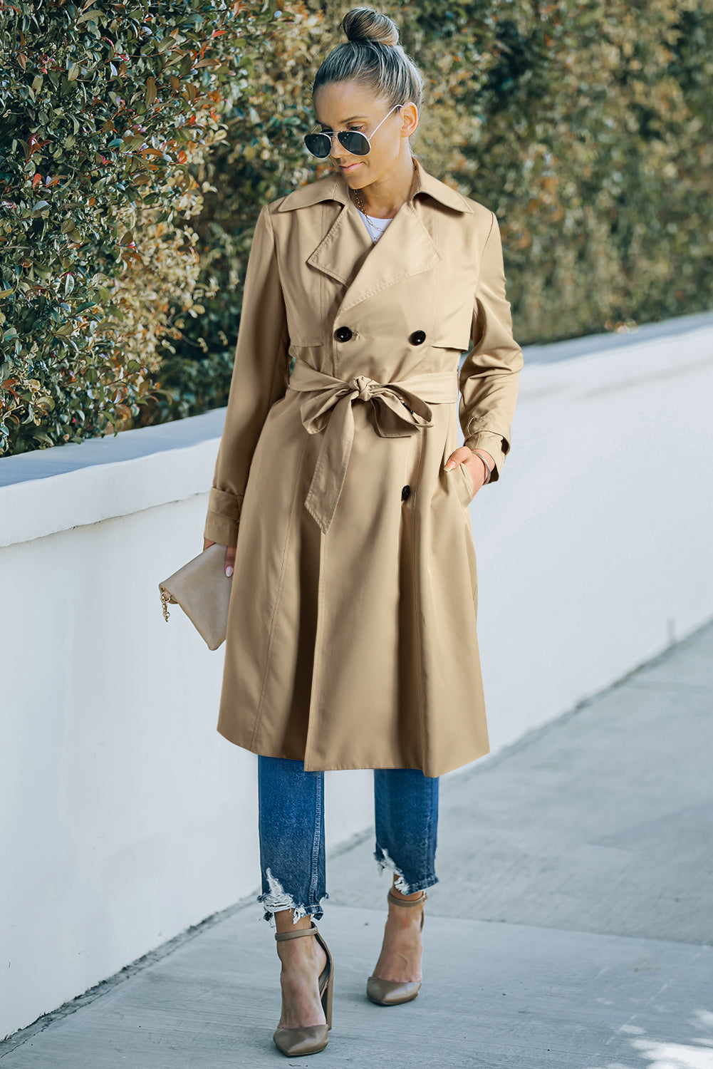 Fathima Lapel Collar Waist Wind Coat