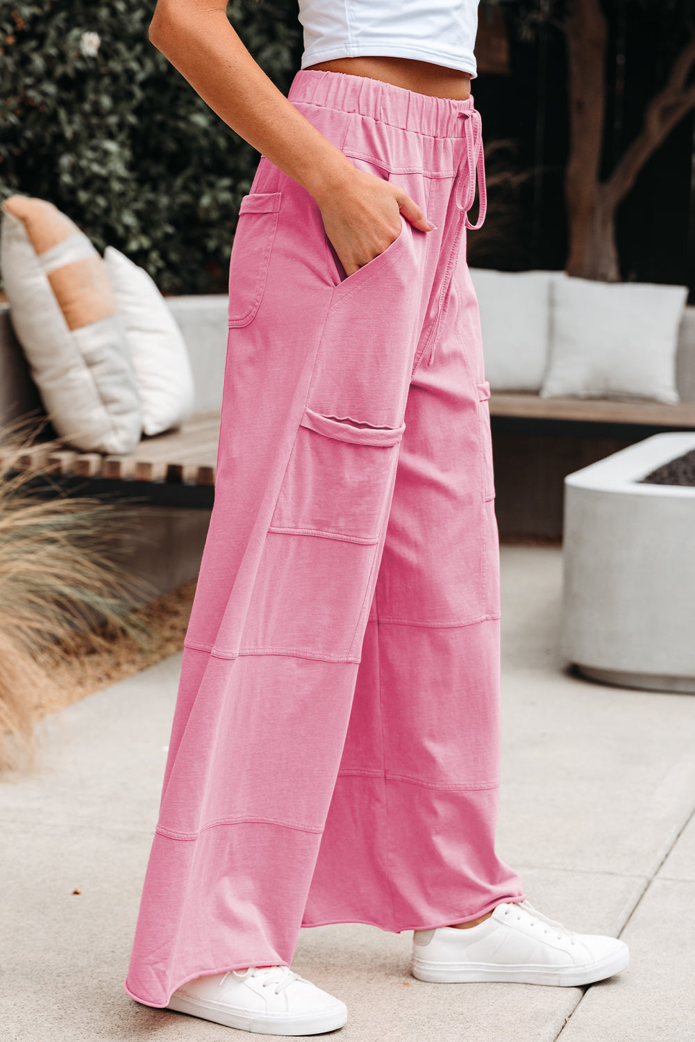 Ilham Bonbon Elastic Waist Cargo Pants