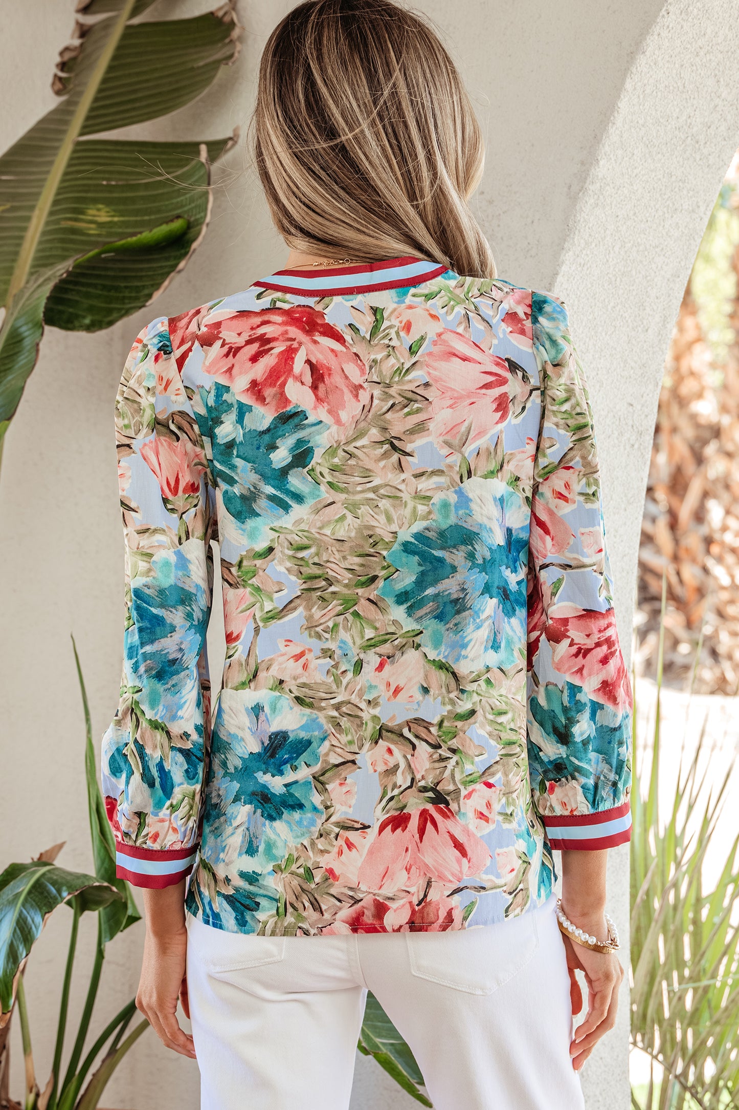 Nazeera Cuffed Bracelet Sleeve Floral Blouse