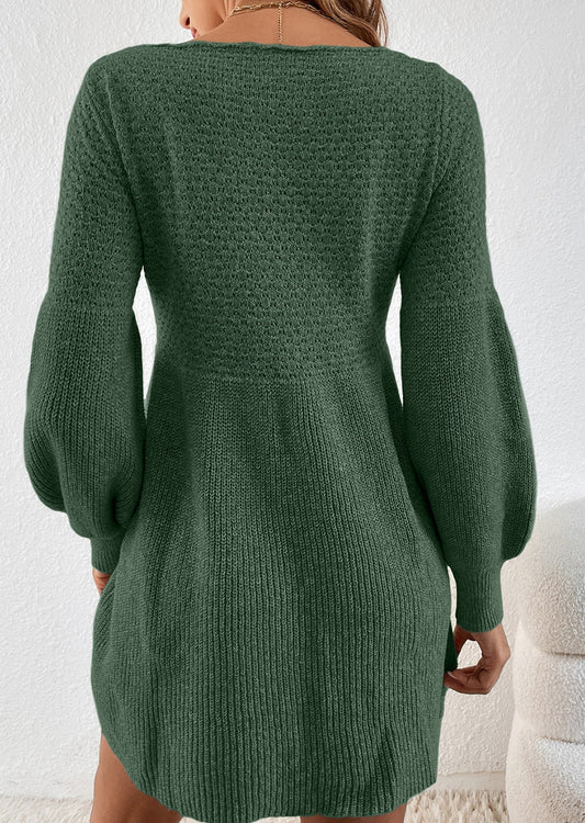 Zaina Lantern Sleeve Empire Waist Short Sweater Dress