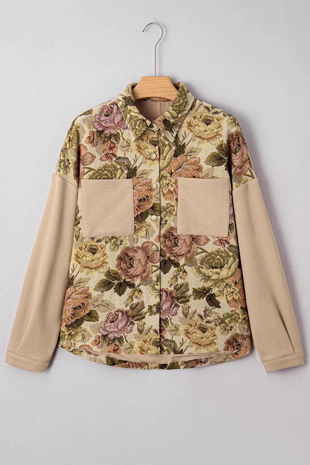 Firoza Waffle Knit Patchwork Buttoned Jacket