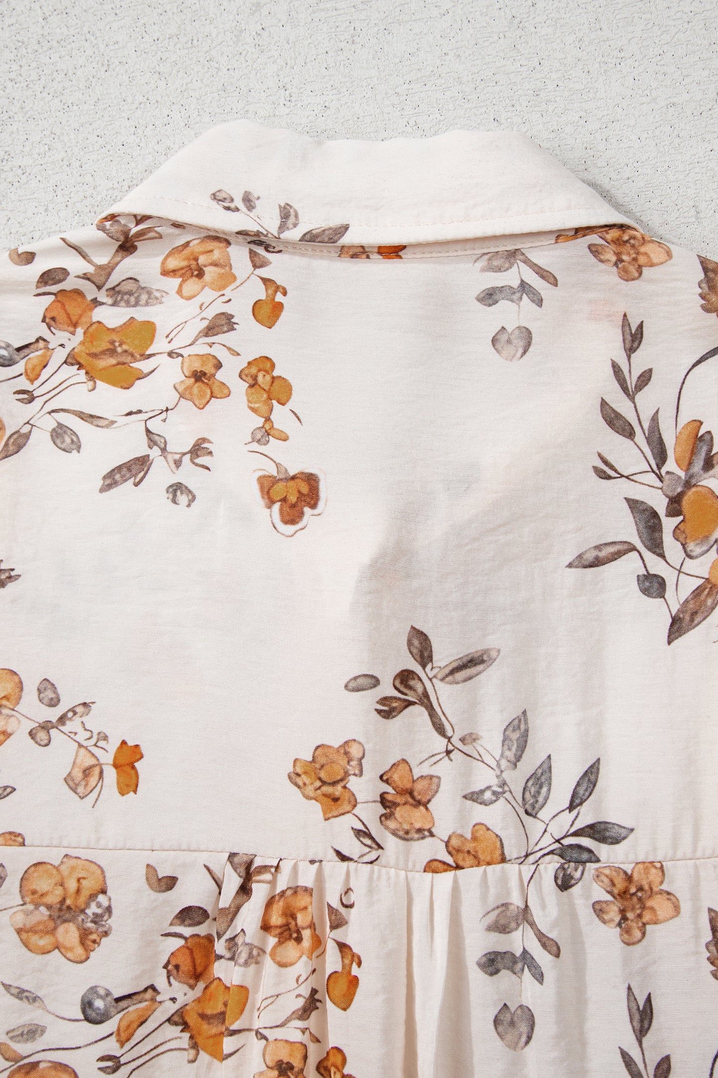 Shameema Floral Printed Silky Button Up Long Sleeve Shirt